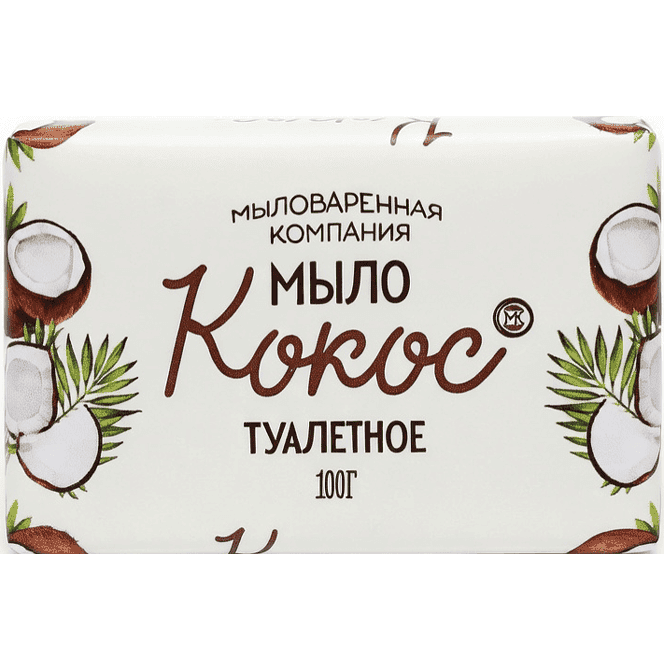Мыло кусковое 100 г туалетное в цветной обертке ММК, Кокос